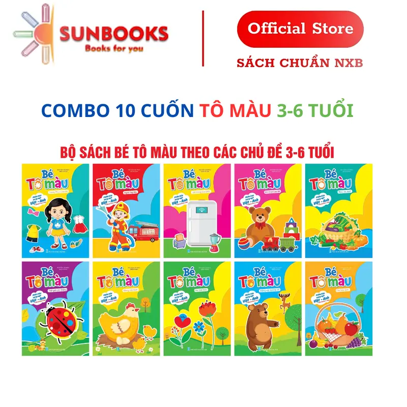 Sách Tô Màu - Bộ 20 Cuốn Tô Màu Song Ngữ Cho Bé Nhiều Chủ Đề Cho Bé Thoả Sức Sáng Tạo - Cho Bé 3-6 Tuổi 1