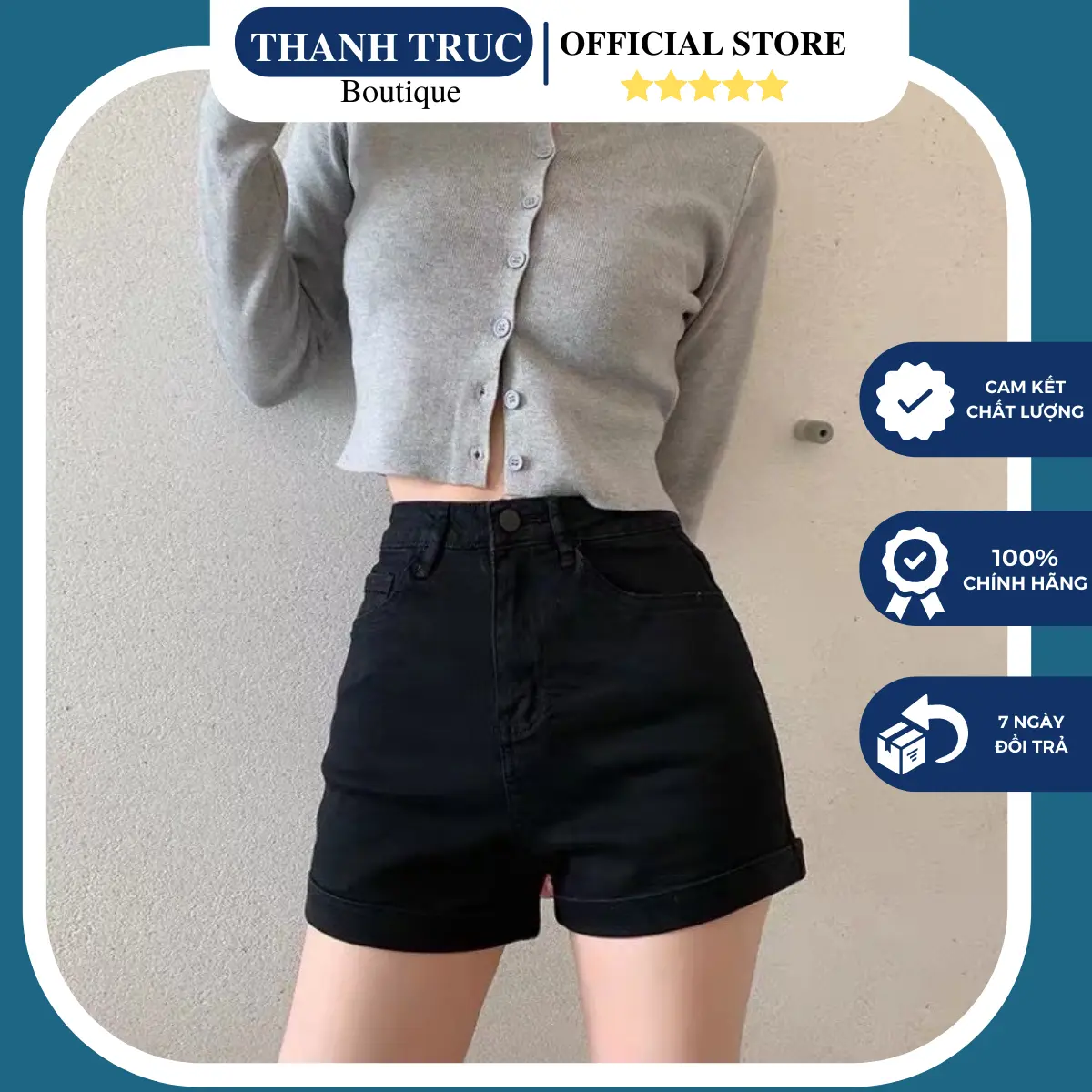 (Full size 35-90kg) Quần Short Bò giấy Cạp cao Màu trắng. đen