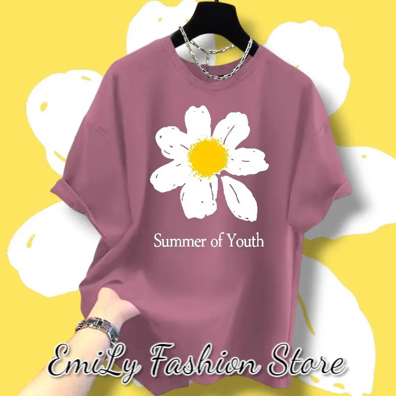Kaos Jumbo wanita dewasa Bunga Flower baju dusty pink oversize 0