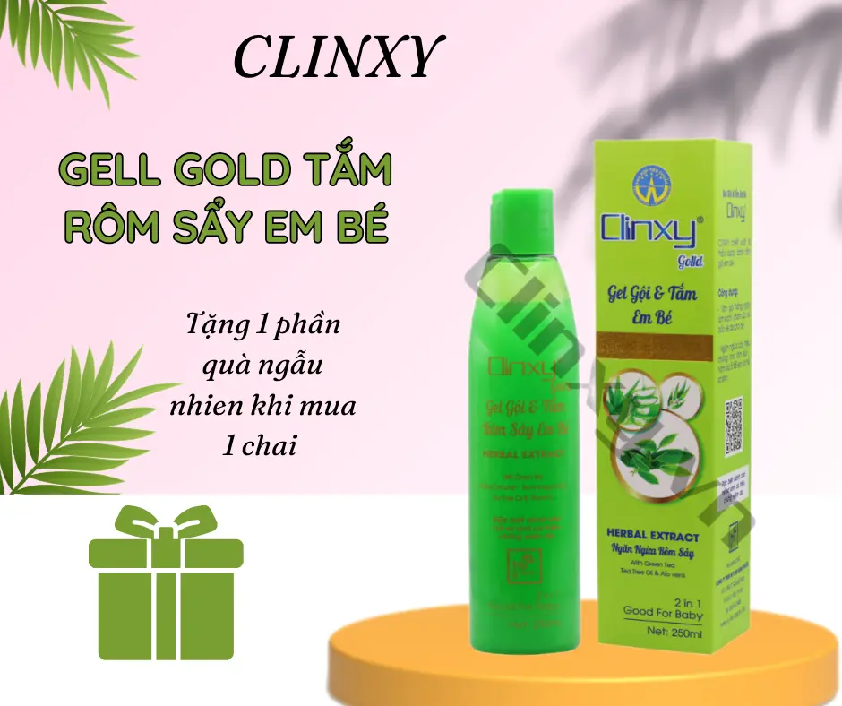 CLINXY GOLD - Gel Gội Tắm Rơm Sảy Em Bé - Chai/250ml