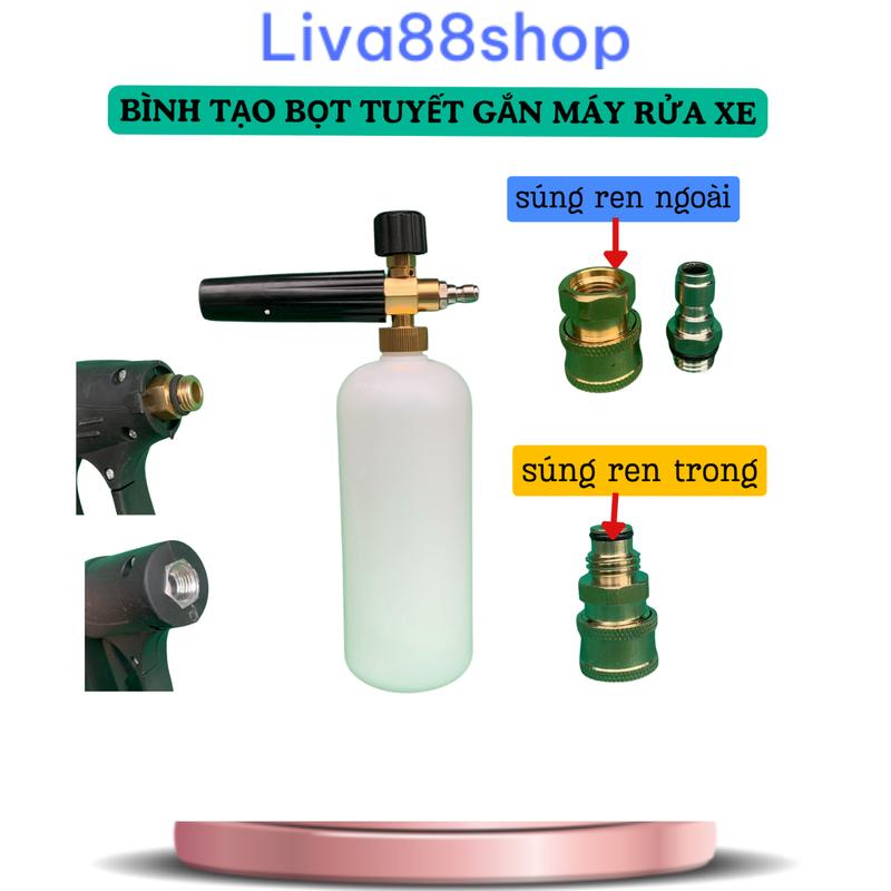 Bình phun xịt tạo bọt tuyết 1000ml tặng đầu  nối nhanh , bình tạo bọt tuyết dùng cho máy rửa xe mini hoặc cu loa Xịt Bọt Tuyết