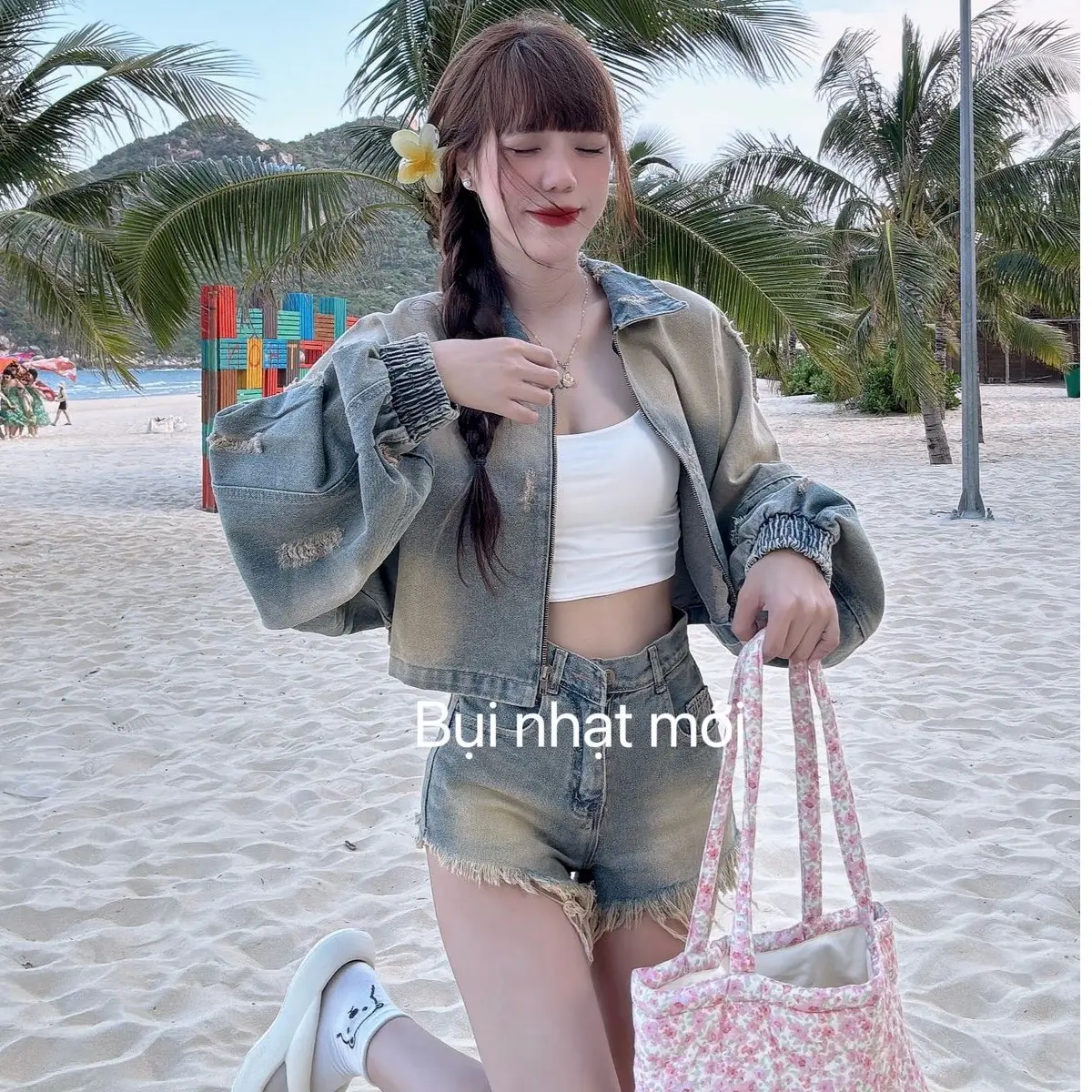 Áo khoác jeans cao cấp màu bụi tay dơi bo chun tay rách cá tính ( 70kg đổ lại vừa )