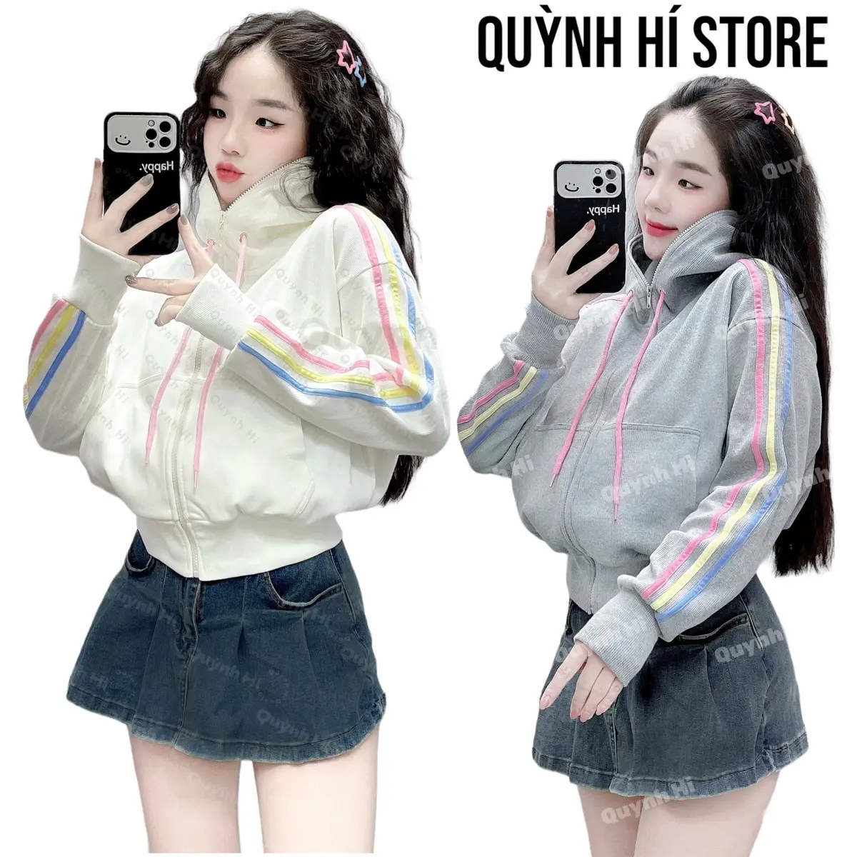 S3 - Áo khoác thun gân sọc tay bassic, áo nữ đi nắng nón to 6 túi - Jacket Top Nữ Women, freesize