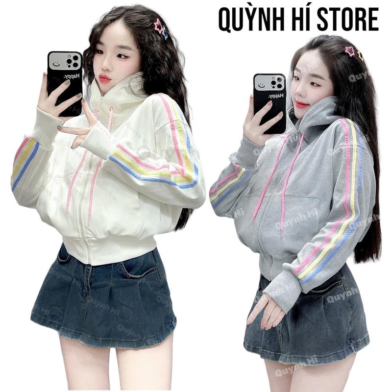 S3 - Áo khoác thun gân sọc tay bassic áo nữ đi nắng nón to 6 túi - Jacket Top Nữ Women freesize