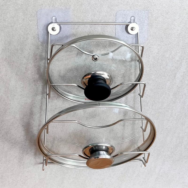 Treo Nắp Nồi dán tường kệ để nắp vung giá để vung nồi kệ nhà bếp đồ gia dụng giá đỡ nắp nồi kệ để đồ nhà bếp Treo Tường Inox