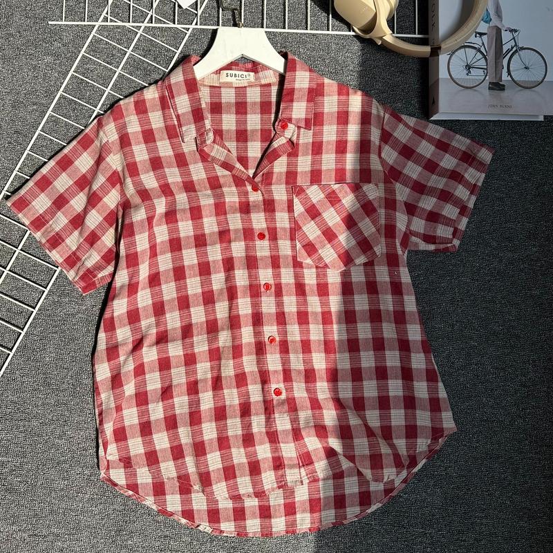 Áo CARO Tay Ngắn Nhiều Màu, Vải Cotton Đũi Mềm Mát Sơ Mi Đỏ Sơ Mi Xanh