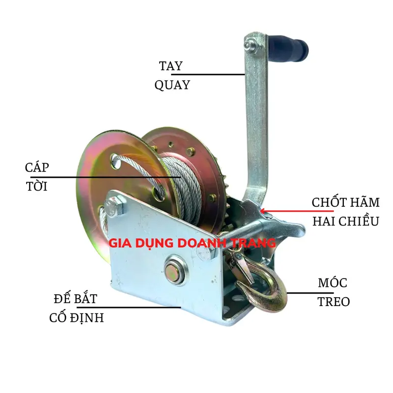 Tời qua.y tay hãm chốt hai chiều loại 600lbs - 1000lbs (TỜI HÃM CHỐT) 1