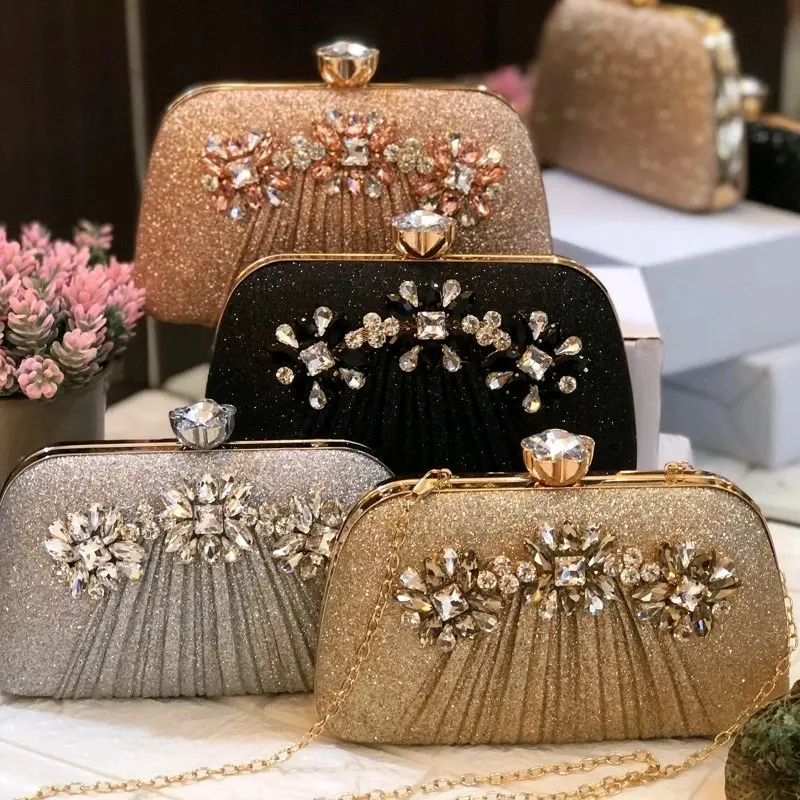 Tas Pesta AMELIA Embellished Crystal Box Clutch Wanita