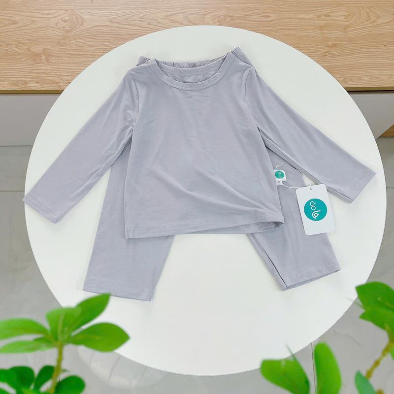 Bộ dài tay cho bé 95% sợi sồi Modal Áo Lá Homewear A221, pizama bé trai gái bốn mùa mát lạnh mềm mướt 3