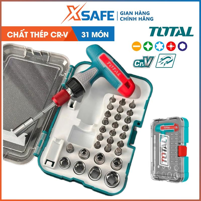 Bộ mũi vít 31 chi tiết Total, bộ tua vít tự động tay cầm đa năng 24,47, 55 món