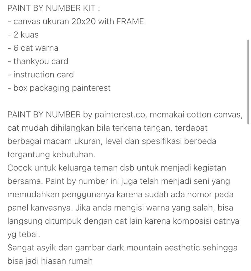 Product Introduction of DARK MOUNTAIN PAINT BY NUMBER 6 warna (me time activity / DIY gift) 0