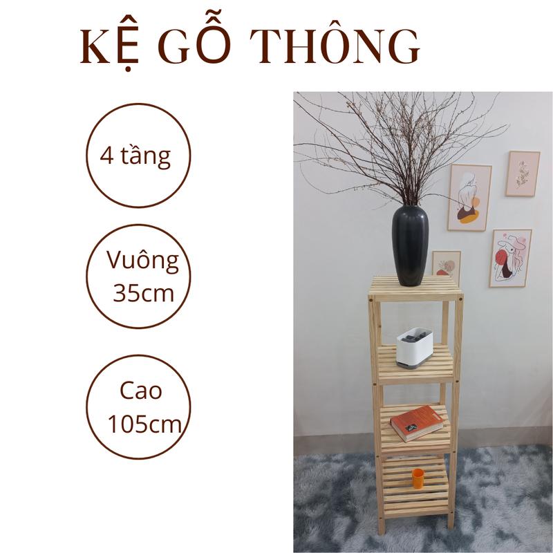 Kệ Tab gỗ Thông 4 tầng decor xinh mọi không gian giá sách kệ Bếp Tab đàu giường