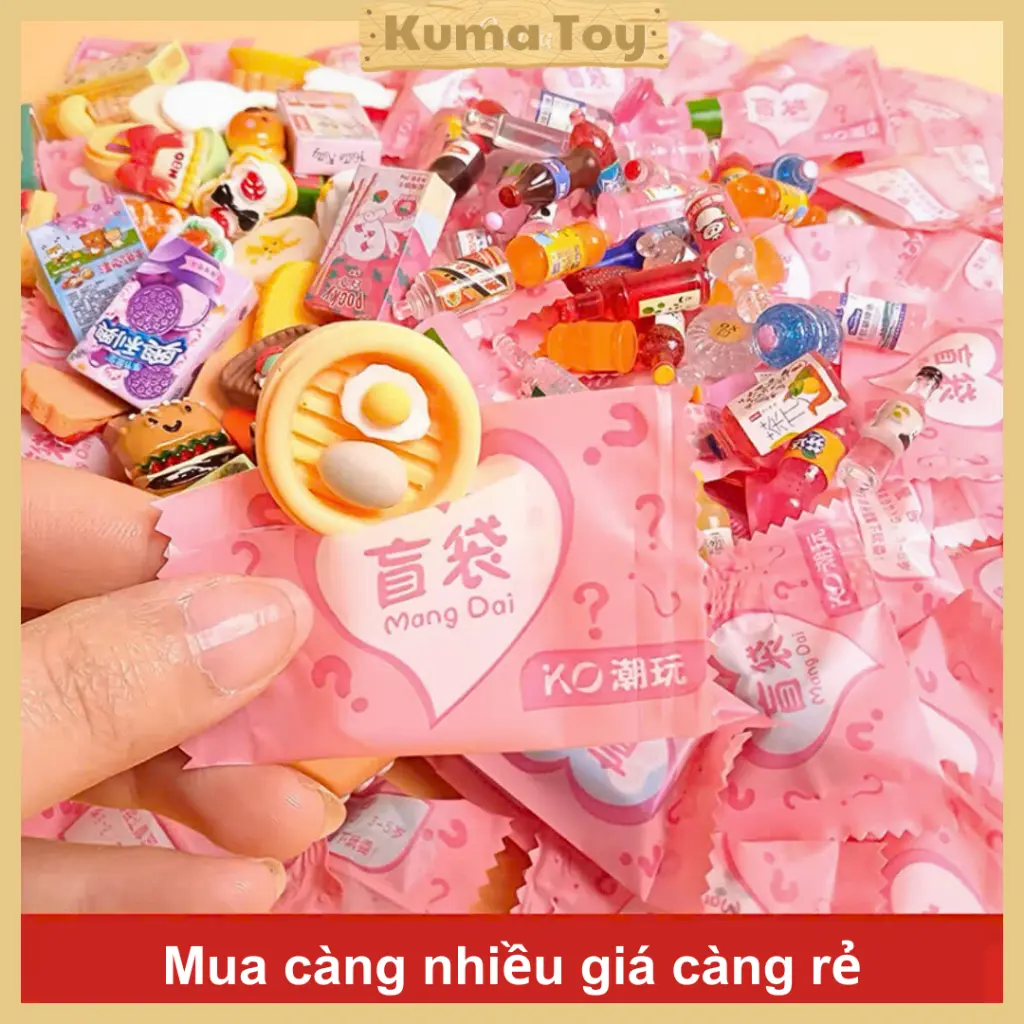 Túi Bất Ngờ thức ăn đồ uống trái cây trang trí Blind bag siêu dễ thương - túi mù cho bé mini cute charm