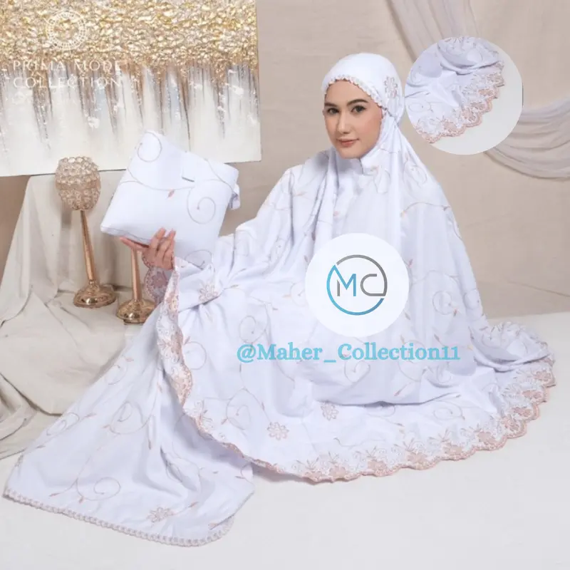 Mukena Gracella Dewasa Bunga Teratai Full Bordir Mewah Free Tas 5