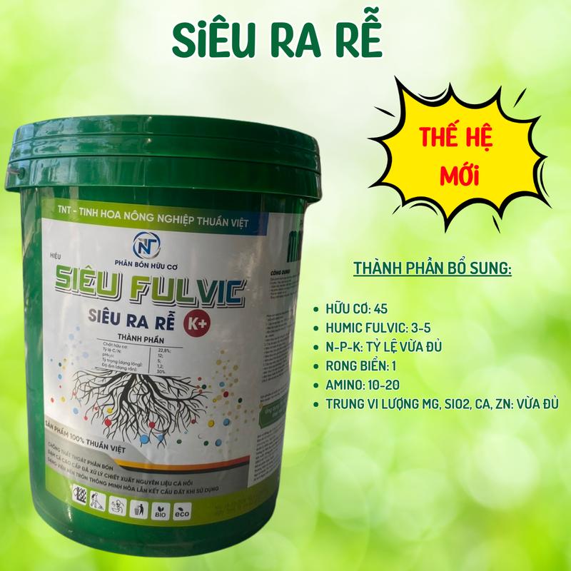 Fulvic - Phân bón rễ hữu cơ siêu ra rễ (xô 10kg pha 2000 lít ) tiết kiệm hơn 10-15% NPK, hạ phèn nhanh, cây sung, rễ khỏe, bụi nở to, xanh lá, dày lá
