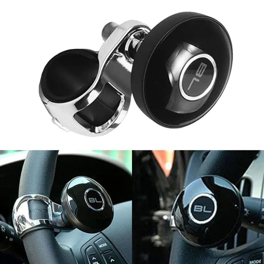 Universal Black Metal Steering Wheel Car Accessories Helper Grip Spinner Knob Turning Hand Control Booster Power Handle Ball