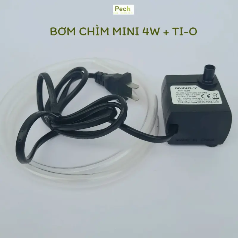 Máy Bơm Chìm 4w tạo thác nước cho Bể Cá thuỷ sinh kèm 40cm ống TI-O 0