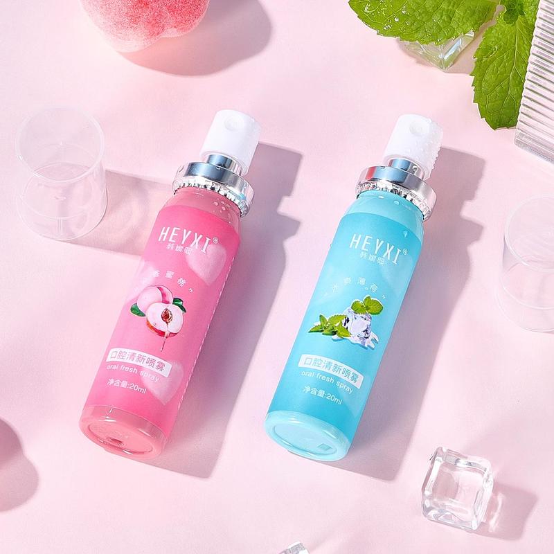 Peach & Mint Flavor Oral Spray, 2 Counts/set Mouth Freshener Spray, Cooling Spray, Oral Care Spray for Men & Women 2