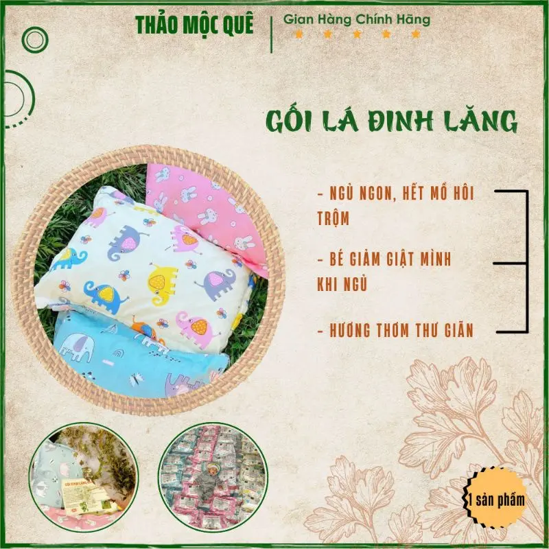 Gối Ngủ Thảo Dược Lá Đinh Lăng Cho Bé Sơ Sinh Từ 0 - 5 Tuổi - 4 Màu Sắc