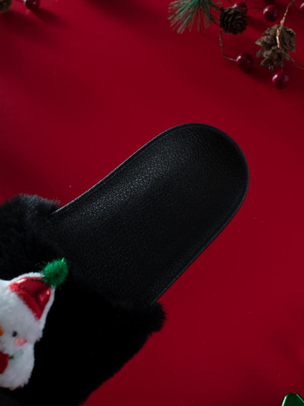 Women's Cute Snowman Design Plush Slippers, Casual Soft Comfortable Home Slippers, Warm Slippers for Indoor & Outdoor Use for All Seasons 5