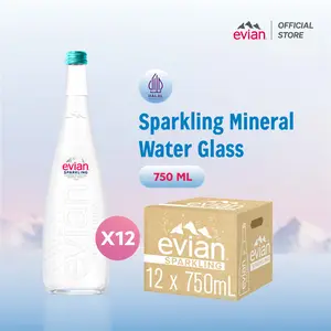 Evian Sparkling Mineral Water Glass 750ml - Isi 12 Pcs