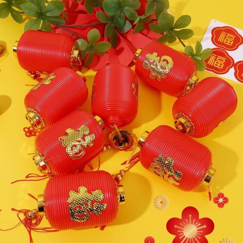 Product Introduction of 8 PCS Chinese Style Lantern Pendant Portable Traditional Spring Festival PVC Lanterns Hanging New Year Decor Supplies 22