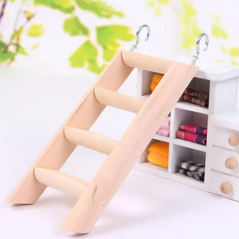 Wooden Hamster Climbing Ladder, 1 Piece Hamster Ladder with Hook, Pet Ladder Toy, Small Pet Supplies, Pet Accessories, Hamster Cage Accessories 5