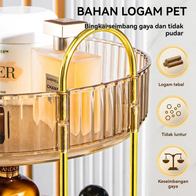Rak Penyimpanan Makeup 1/2/3 Lapisan Berputar Putaran Rotasi 360° Organizer Makeup Organizer Parfum Penyimpanan Kosmetik Berputar Rak Bumbu 5