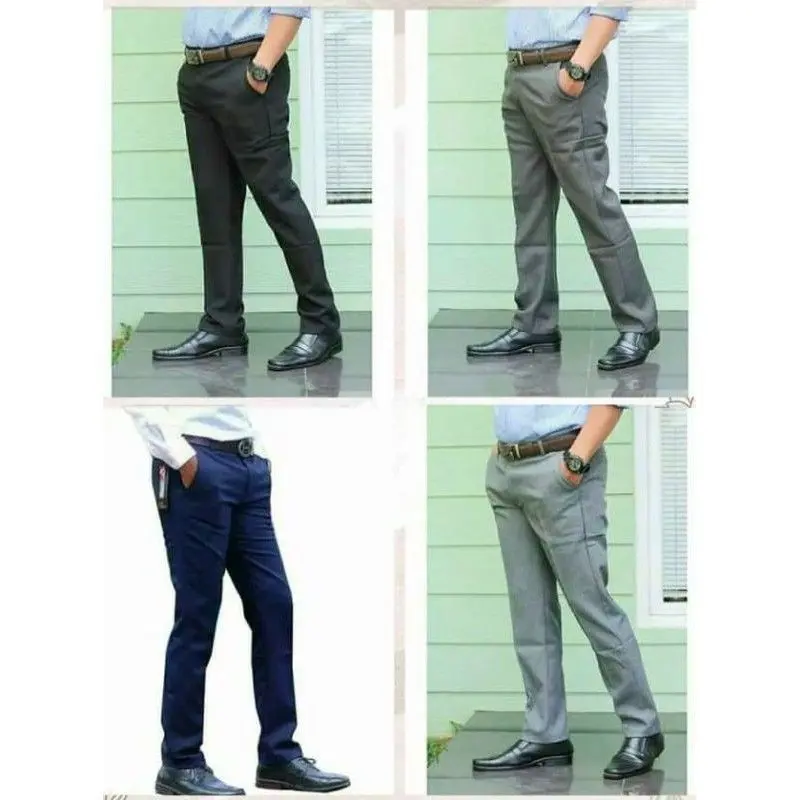 Celana Kantor Pria Slim Fit 27-32 Formal Bahan woll Nyaman Di Pakai abu Muda Navy Panjang Kerja Hitam Abu Santai Low Waist Semi Kain Dewasa 1