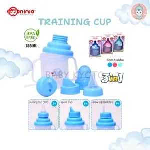 BK Ninio 3in1 Training Cup Sedotan Baby Sippy Gelas Botol Dot Susu Tempat Minum Anak 180 ML BPA Free