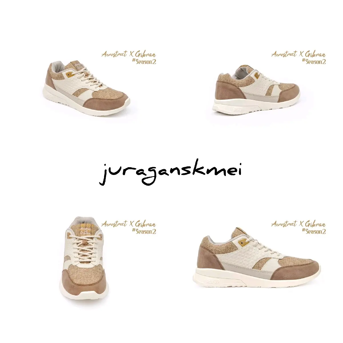 AEROSTREEY X GIBRAN Putih Krem Coklat Sepatu Sneakers Casual