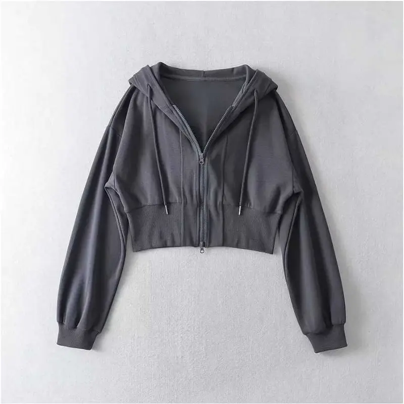 JAKET WANITA | NARA CROOPE HOODIE ZIPPER SWEATER | SWEATER CROPE TOP WANITA Fleece 1