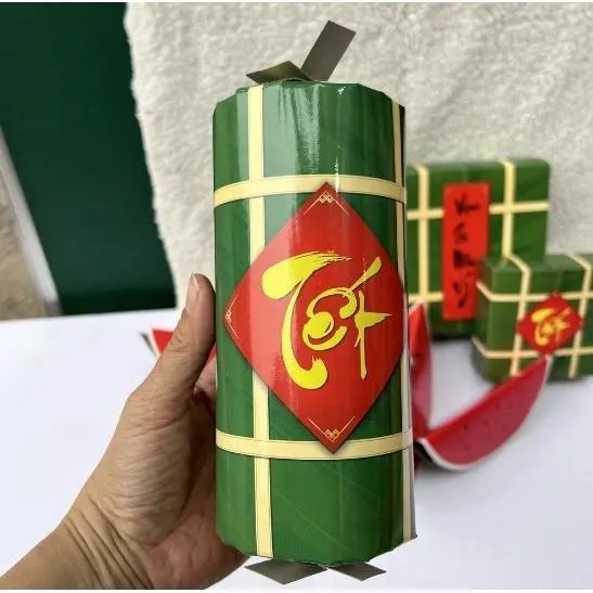 Mô hình bánh chưng, bánh tét, dưa hấu tự gấp bằng bìa cứng (nhiều size khác nhau) trái  châu 4