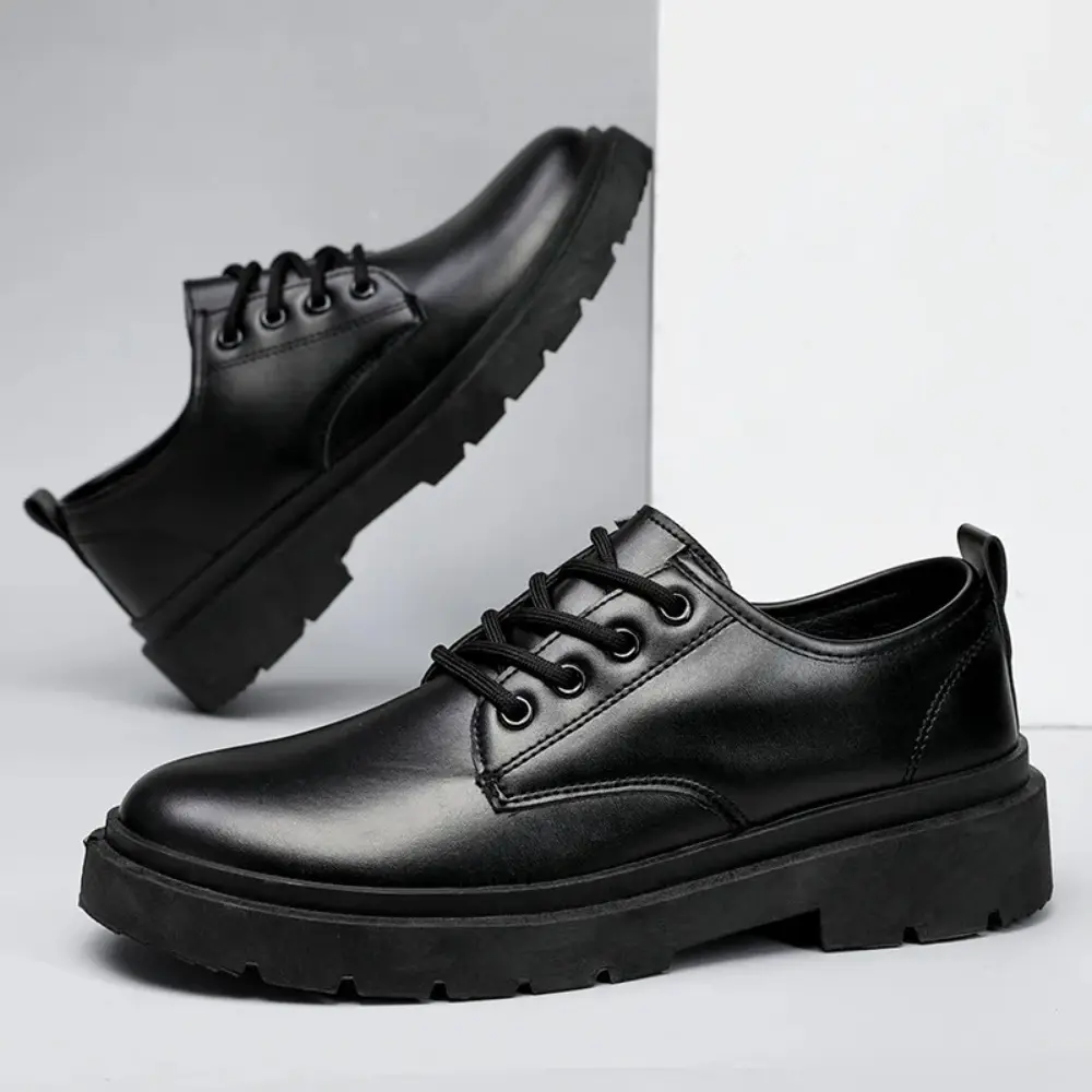 Men Leather Shoes Casual Formal Dress Oxfords Plus Size British Style Wedding Flats Soft Breathable Walking Office Sneakers Boy Footwear Walking Shoes Closed