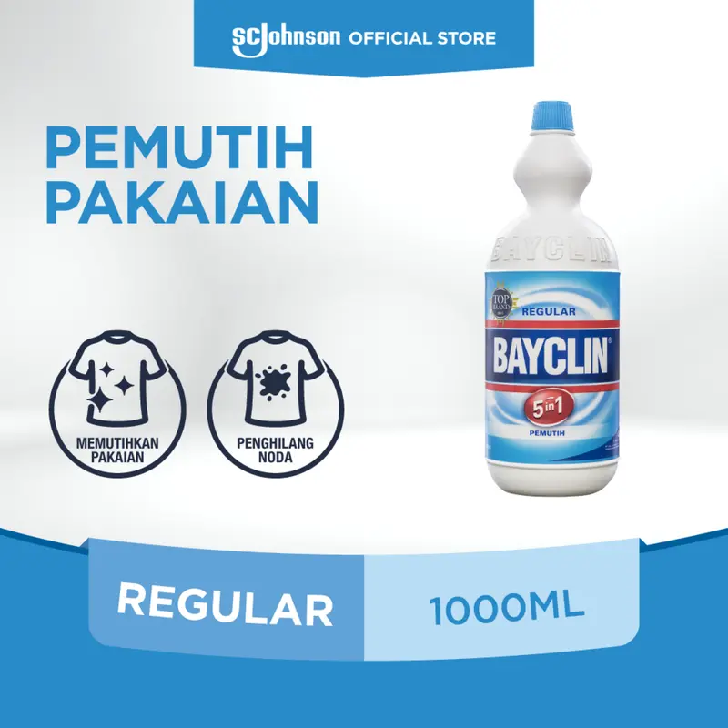 Bayclin Regular 1lt - Pemutih Pakaian cairan 1
