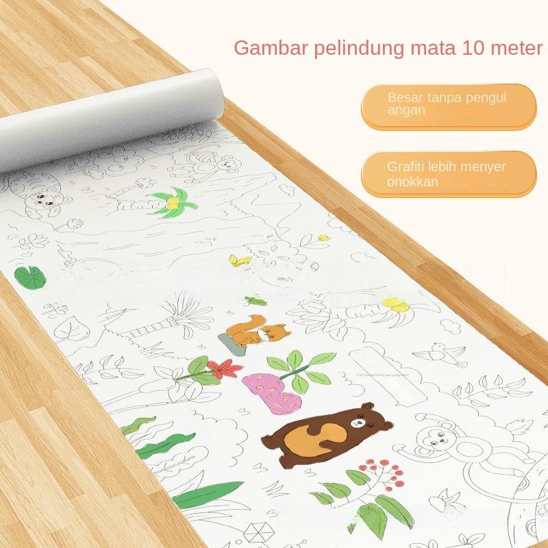 Kertas Graffiti untuk Kanak-kanak, Panjang 10 Meter, Sesuai untuk Melukis dan Mewarna, Saiz Besar, Sesuai untuk Bayi dan Kanak-kanak, Latihan Intensif, Penanaman Seni, Mainan Pendidikan Lukisan quiet  book 3