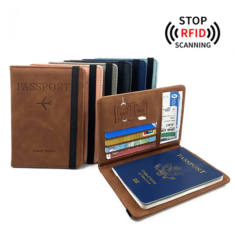 Bao đựng hộ chiếu doanh nhân Cổ Điển RFID, dành cho phụ nữ và nam giới, đa chức năng, bao đựng ví da PU thẻ ngân hàng ID, phụ kiện du lịch