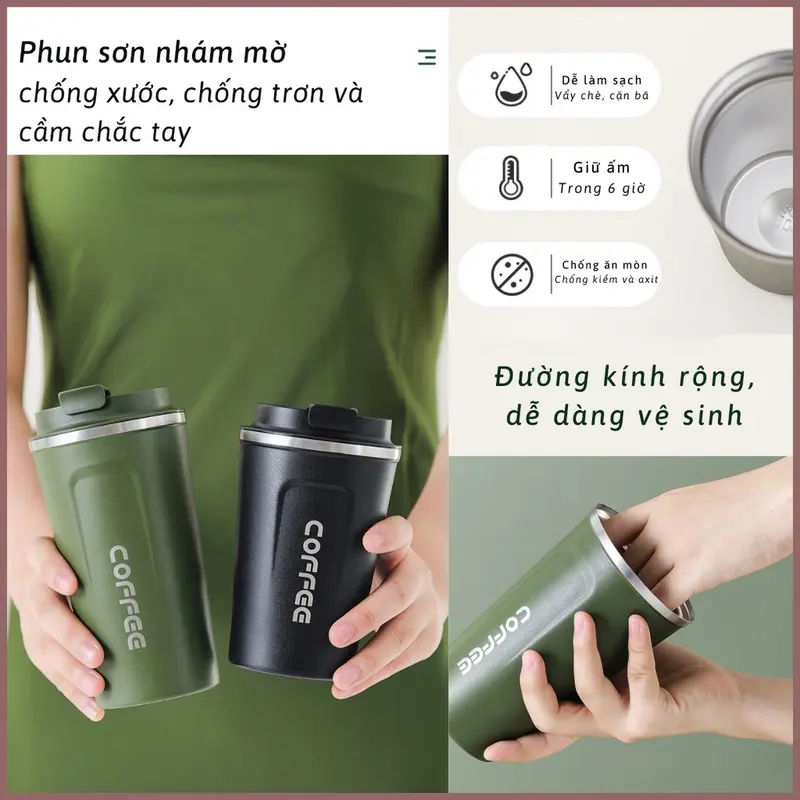 Bình Giữ Nhiệt 510ml Coffee Size To, Ly Giữ Nhiệt Chất Liệu Inox 304 Giữ Nhiệt Nóng, Lạnh 1