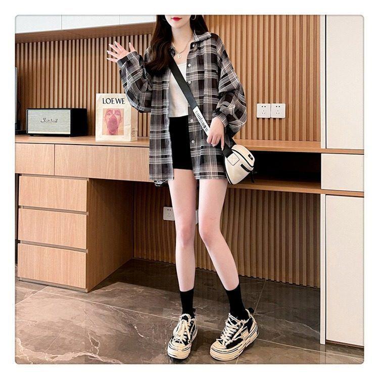 Product Introduction of Sun Protection Clothing for Women Thin Plaid Chiffon Shirt Oversize Coat for Women Breathable New Summer Loose Shirt Women 16