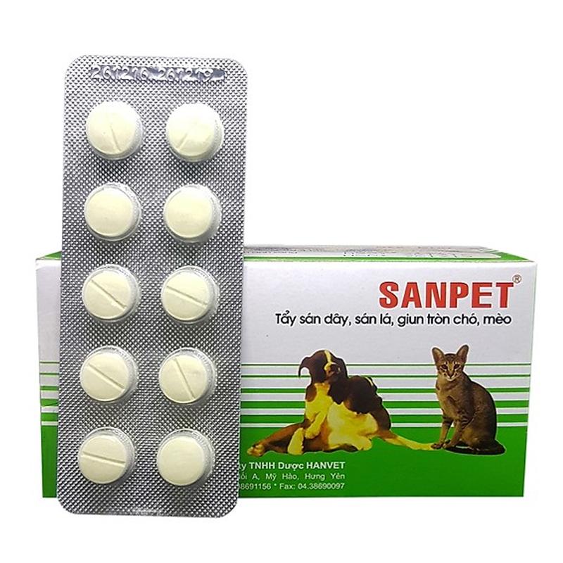  Sanpet Thuốc Tẩy Giun Sán Lá Giun Tròn Cho Chó Mèo Thú Cưng 