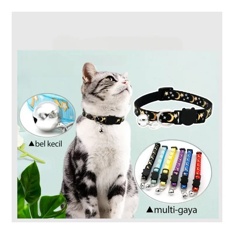 Kalung Lonceng Kucing Anjing Motif MOON & STAR (GESPER KEPALA KUCING) 7
