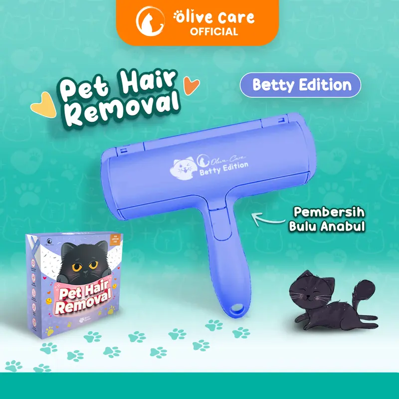 Olive Care Pembersih Bulu Kucing/Anjing PET HAIR REMOVAL yaitu Lint Roller Portable Jangka Panjang (Lifetime Use) untuk Pembersih Baju/Pakaian, Sofa, Tempat Tidur dll 1