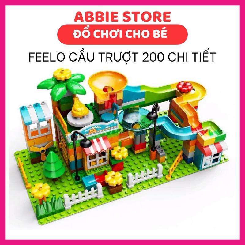 Đồ chơi xếp hình loại to cầu trượt thả bi 200 chi tiết hãng Feelo 0
