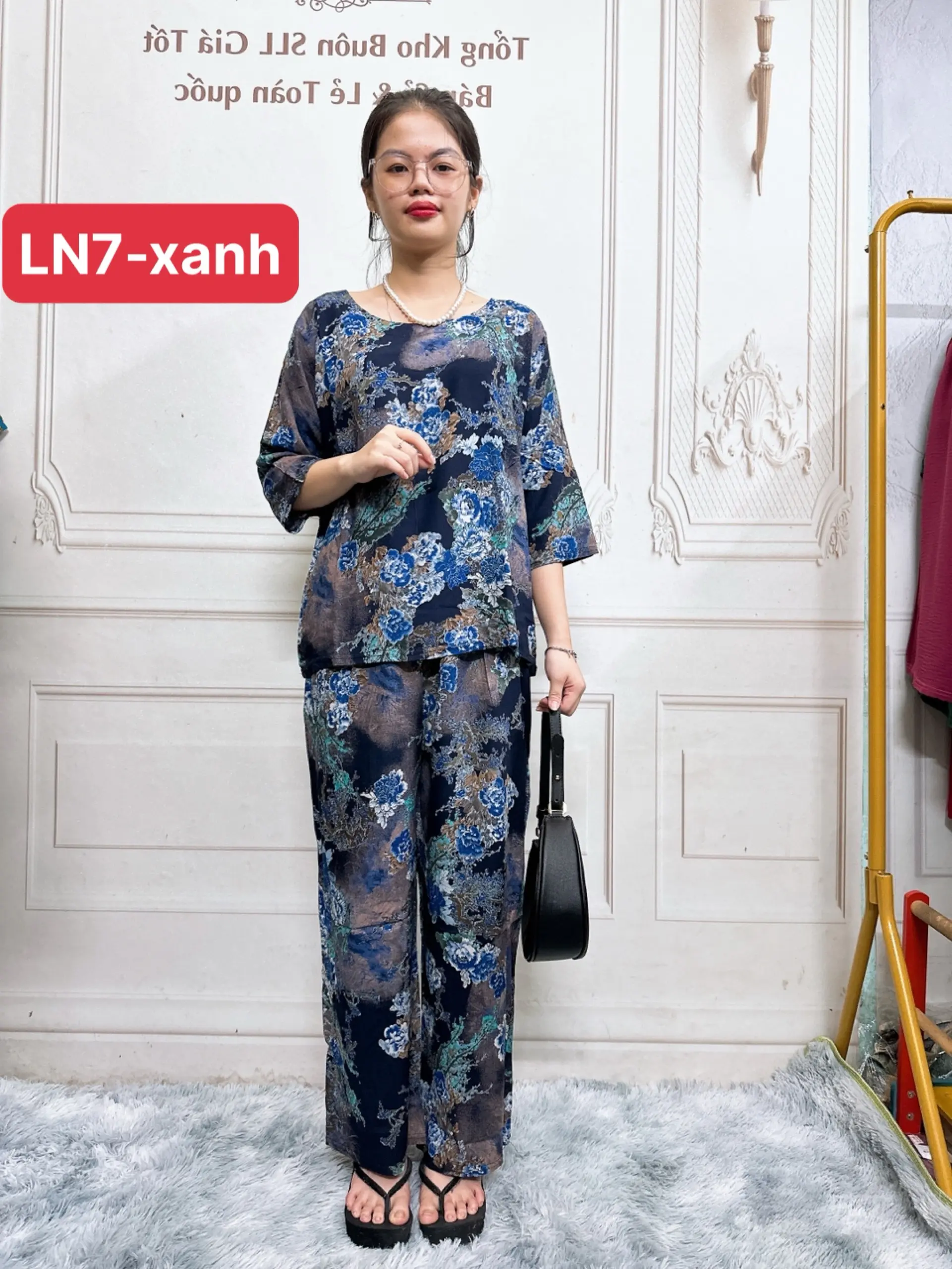 BỘ LANH NHUNG TAY LỠ QUẦN DÀI 3D CHO MẸ CHO BÀ MÃ LN, CHẤT MÁT THẤM HÚT MỒ HÔI