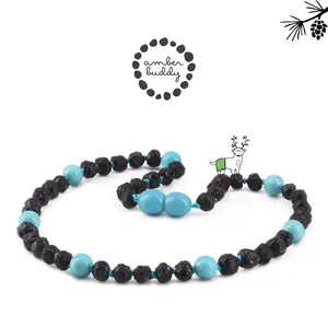 Amber Buddy - [HARGA TERJANGKAU] Kalung Bayi Black Raw Baltic Amber X Gemstone. (NO POUCH & BOX)