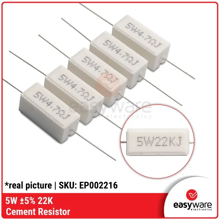 Cement Resistor 5W 5% 22K Cement Resistor Kapur Putih 22K Ohm 5 Watt