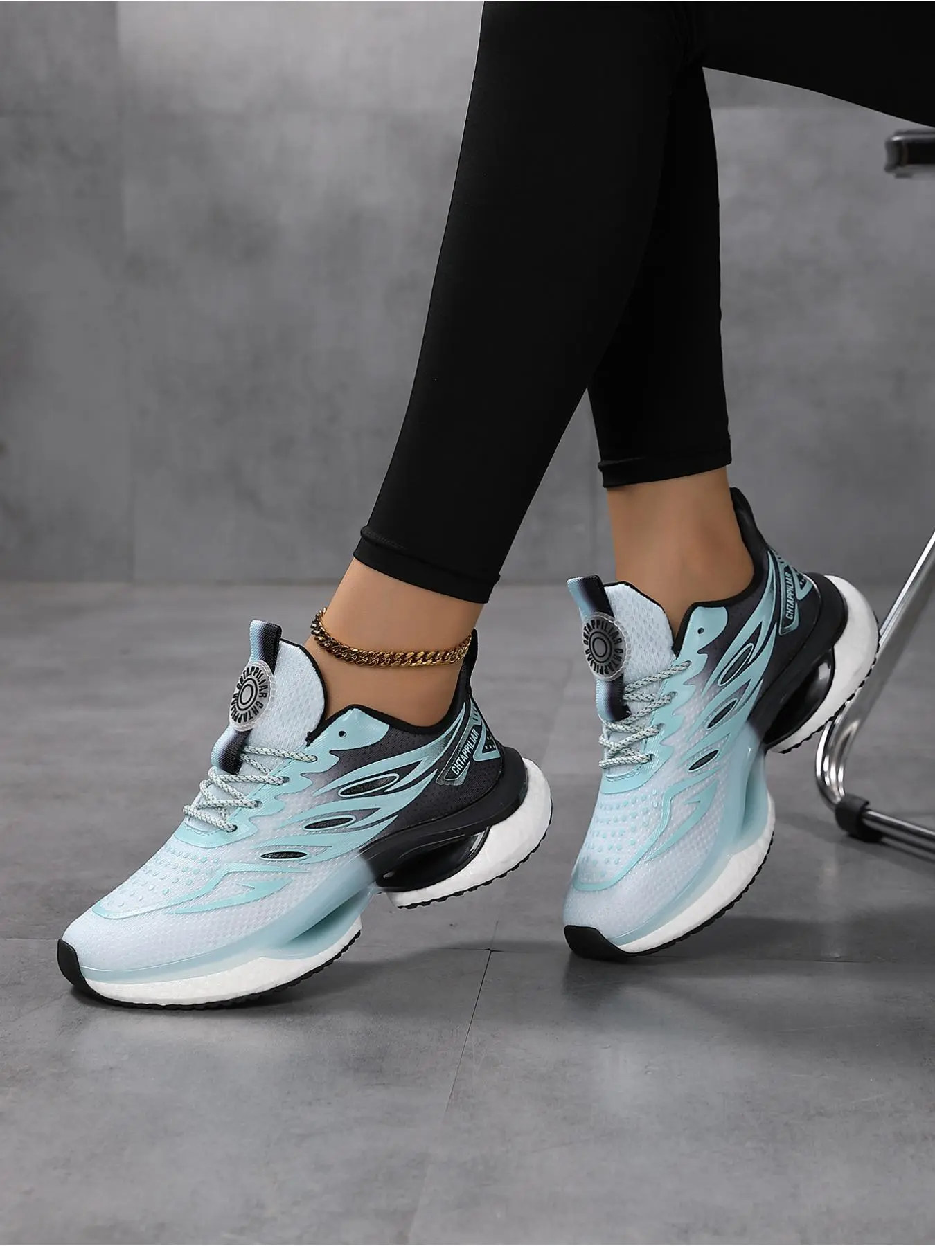Women's Fashionable Colorblock Lace Up Running Shoes, Casual Comfortable Breathable Sports Shoes, Female All-match Round Toe Chunky Sneakers for Daily Wear