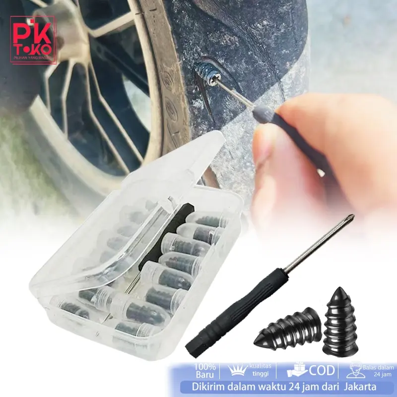 20Pcs Set Perbaikan Ban Tubeless Universal Paku Karet Metal Alat Tambal Ban Mobil Motor Skuter