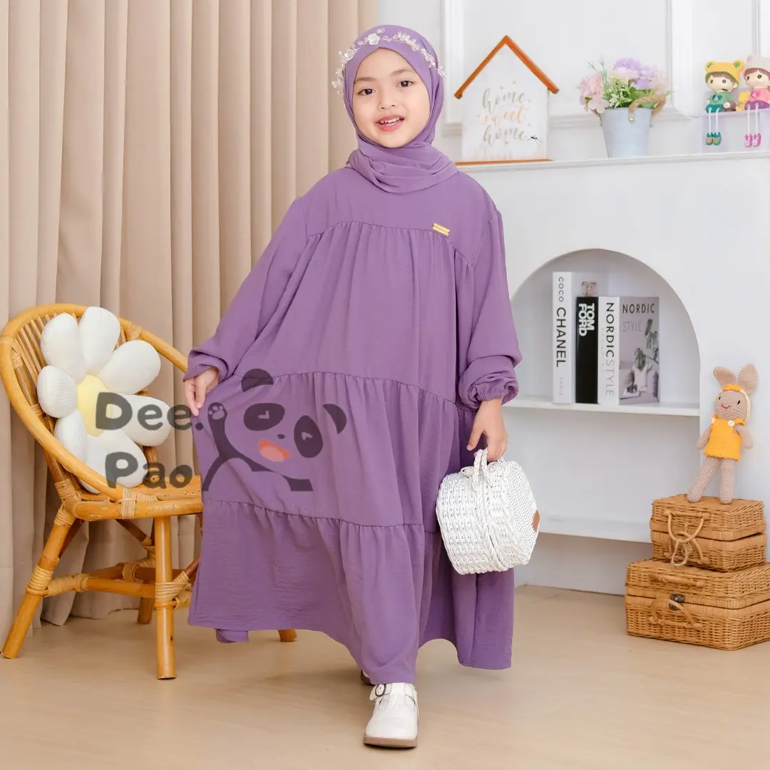 deepao Misha Gamis Bahan Crinkle Airflow Premium Usia 1-12 Tahun
