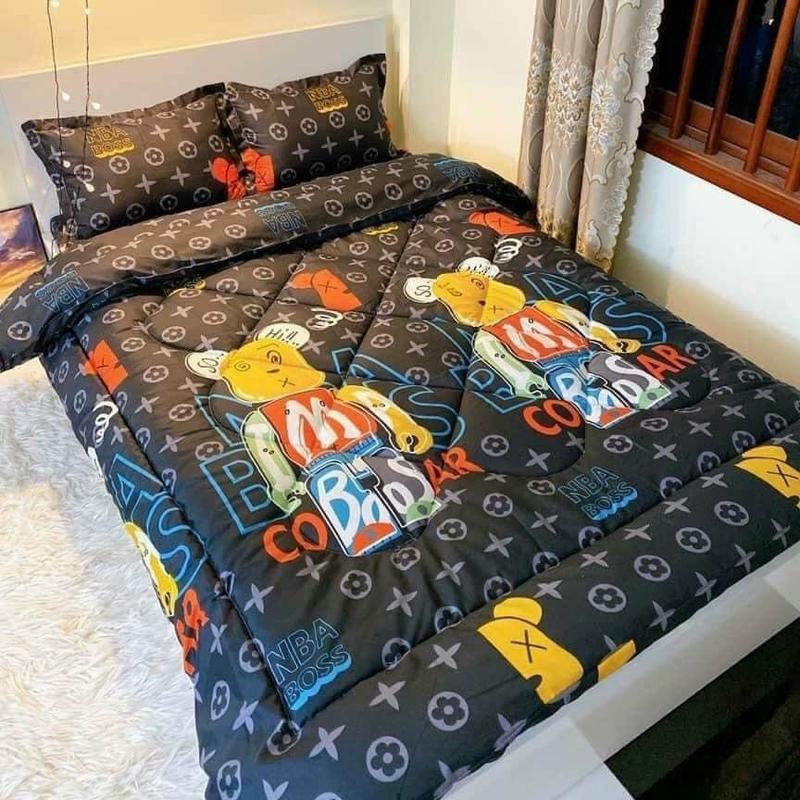  Bộ chăn ga gối chuột gấu robot poly cotton mềm mại - 1 chăn phao M8x2m 